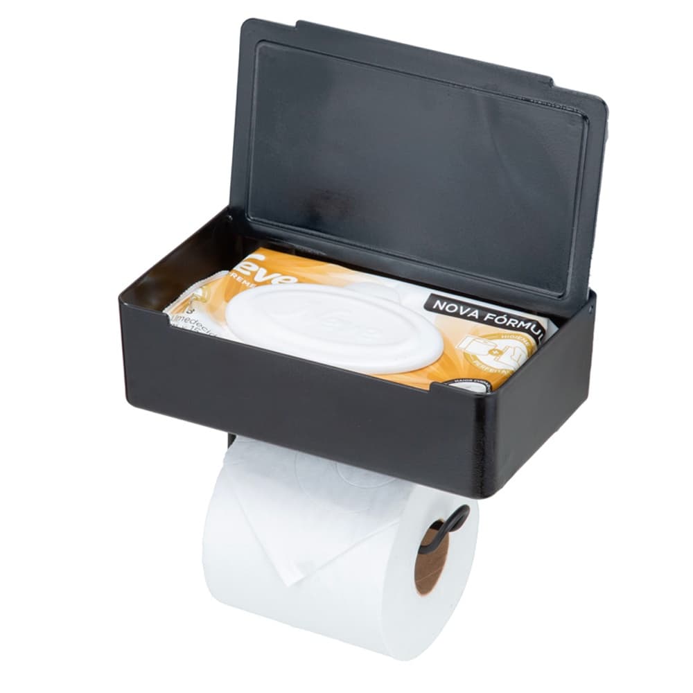 Porta Papel Higiênico e Suporte Lenço Umedecido c/ Apoio para Celulares Arthi Adesivo 3M