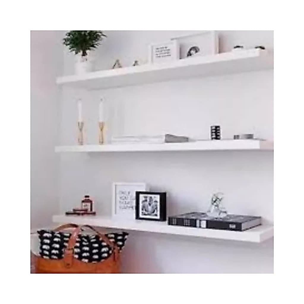 Kit 3 Prateleiras MDF Branco 100x20 com Suporte Invisível