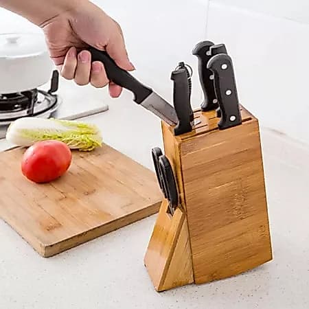 Faqueiro Organizador de Bambu Cepo Facas Cozinha 9 Cavidades Utensílios para Cozinha