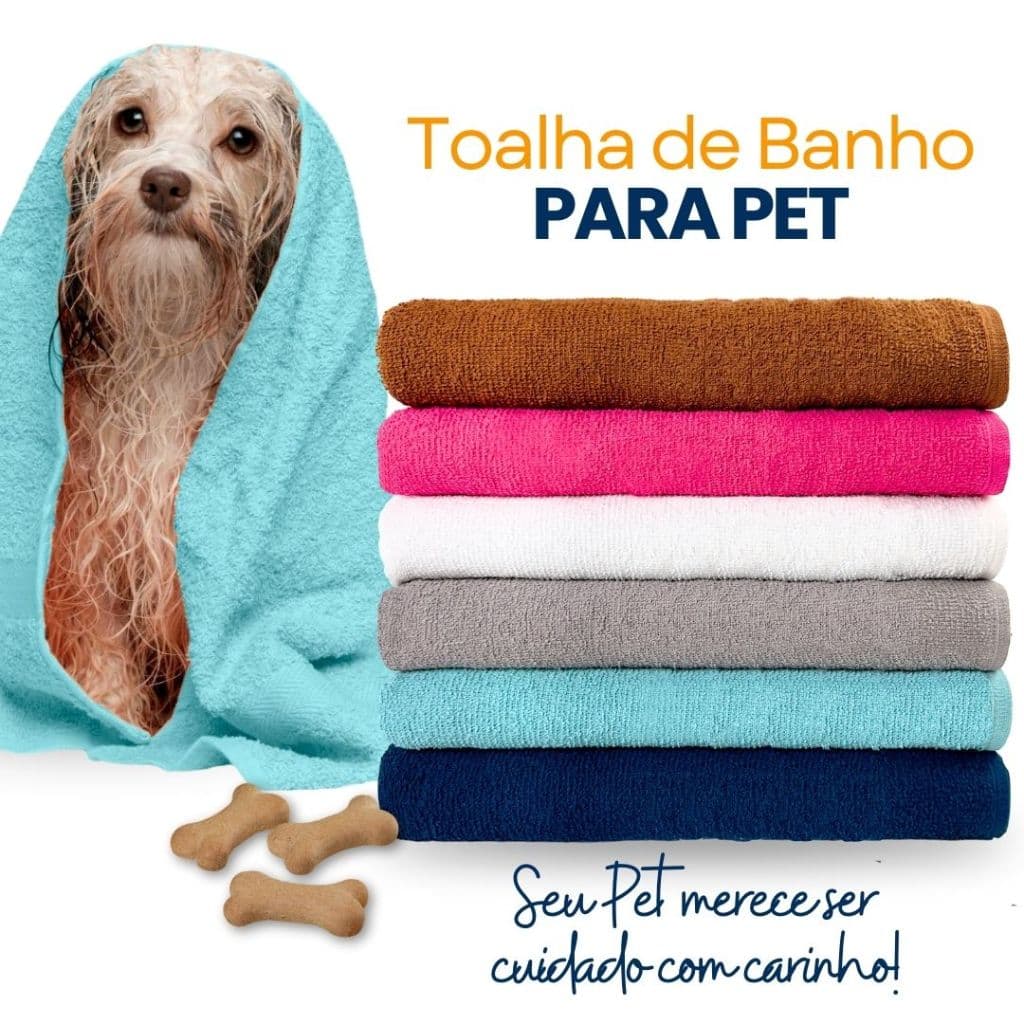 Kit   Toalhas de Banho Para Petshop - Banho e Tosa - Cachorro e Gato 100% Algodão