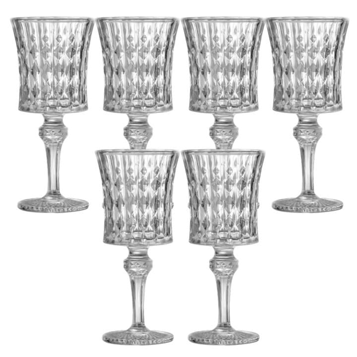 Jogo com 6 Taças em Vidro para Vinho Agua e Suco 130 ml Bahamas