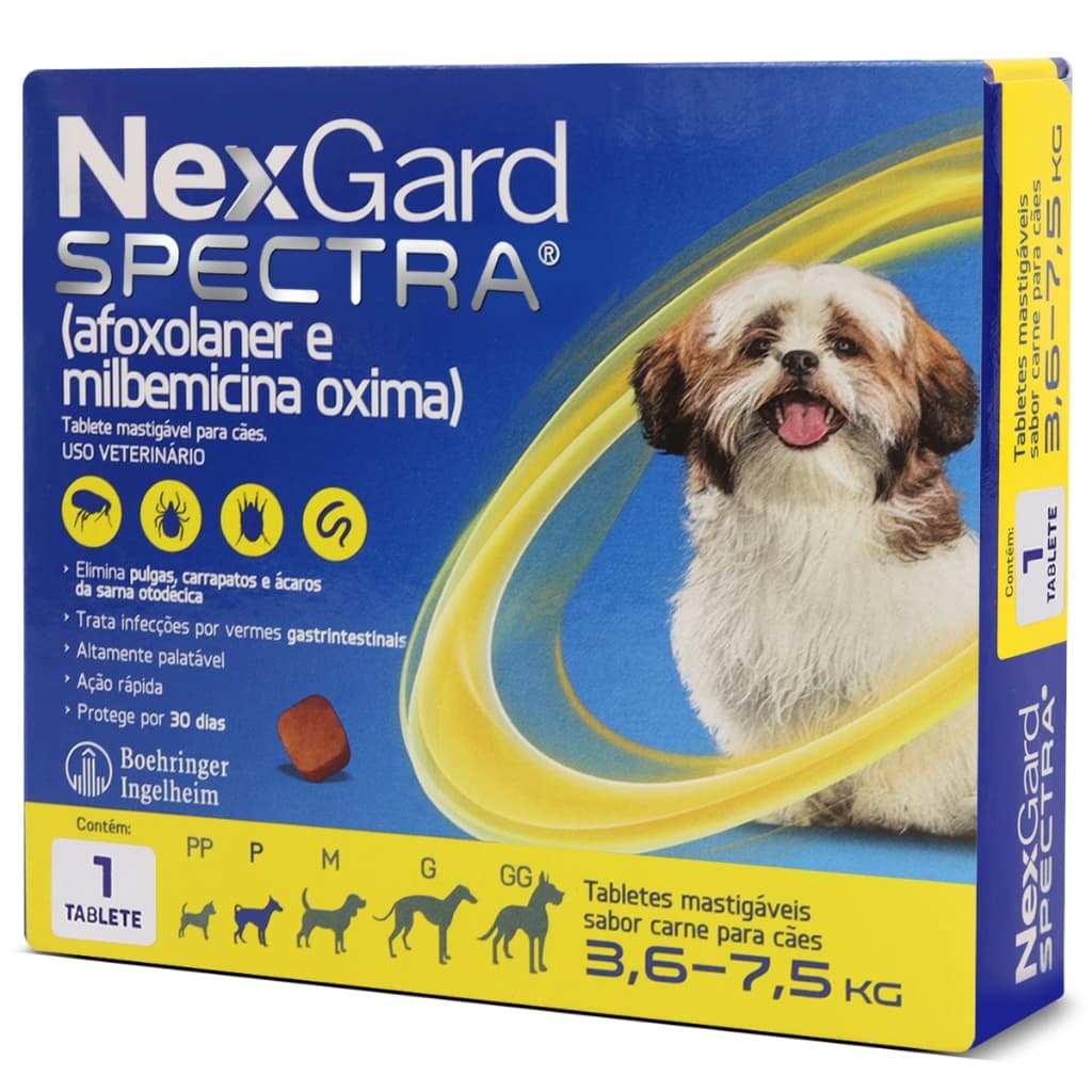 Nexgard Spectra 3,6kg a 7,5kg Antipulgas e Carrapatos Para Cães