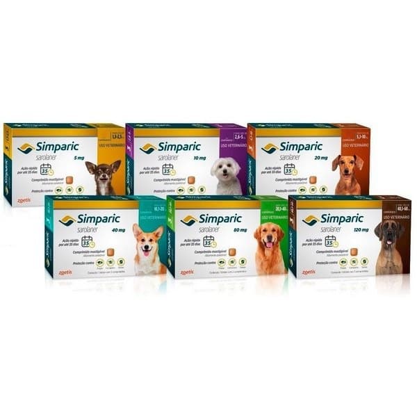Antipulgas Simparic para cães TODOS OS TAMANHOS (escolha o tamanho no anuncio)