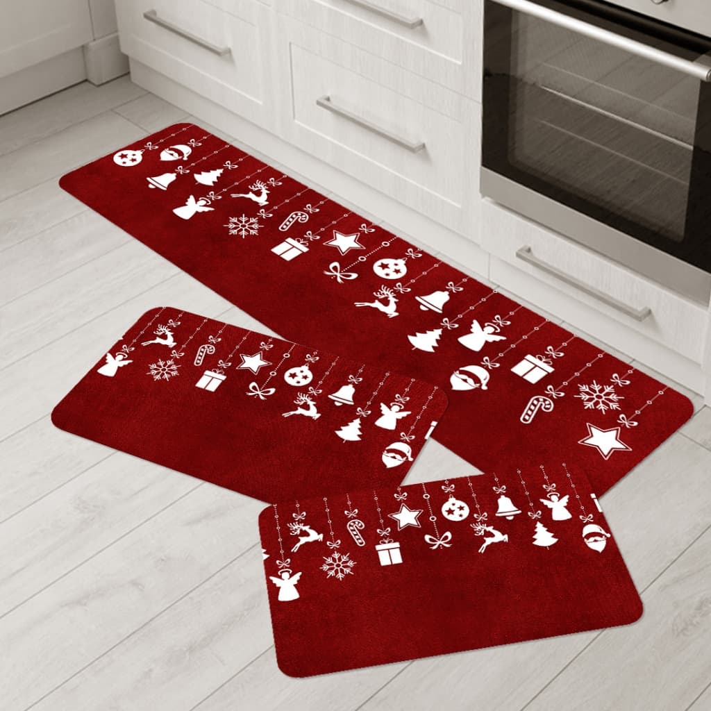Kit 3 Tapetes de Natal para Cozinha Ícones de Natal