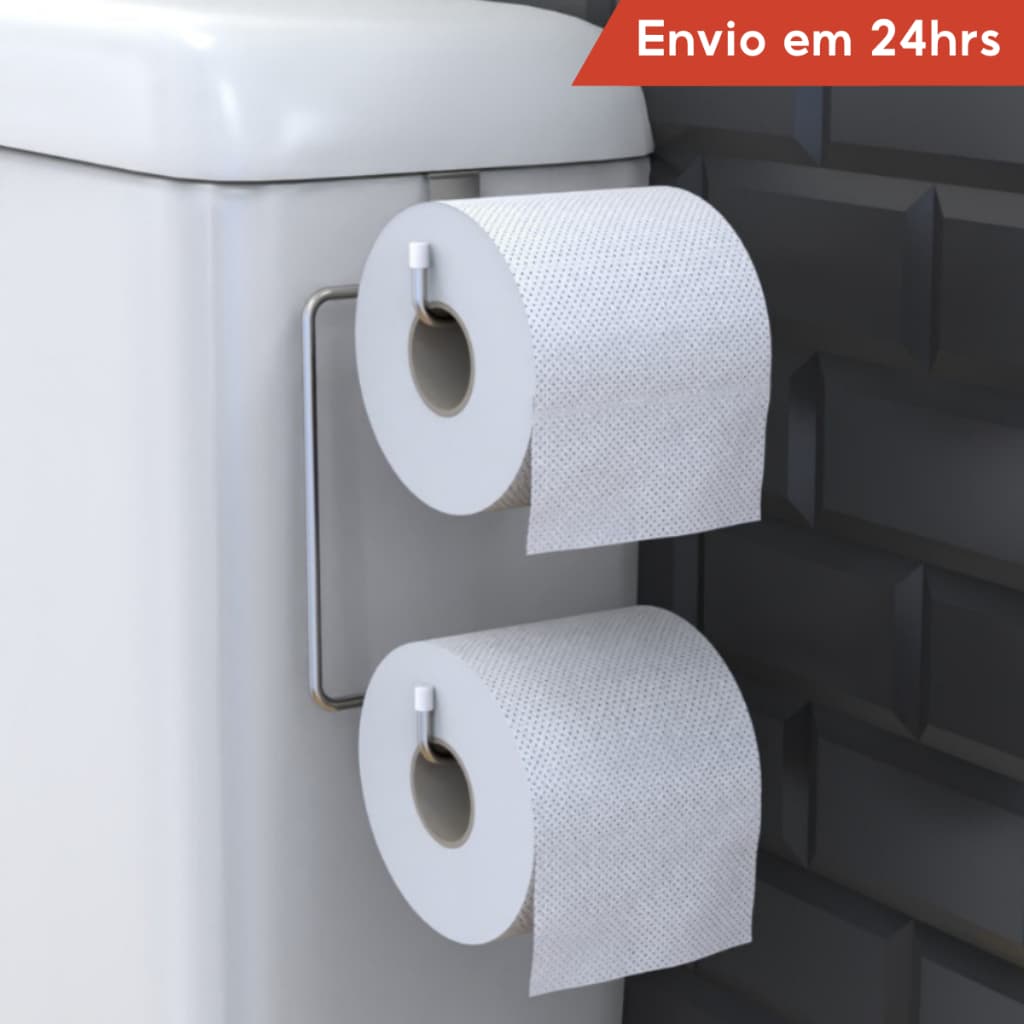 Suporte Papel Higiênico Duplo Para Caixa Acoplada Cromado