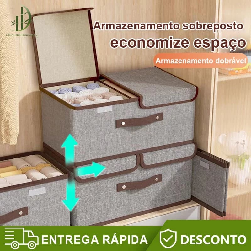 Caixa Organizador Dobrável Retrátil De Tecido TNT Roupa Objetos Brinquedos Cosmético Bom Presente - ALINA