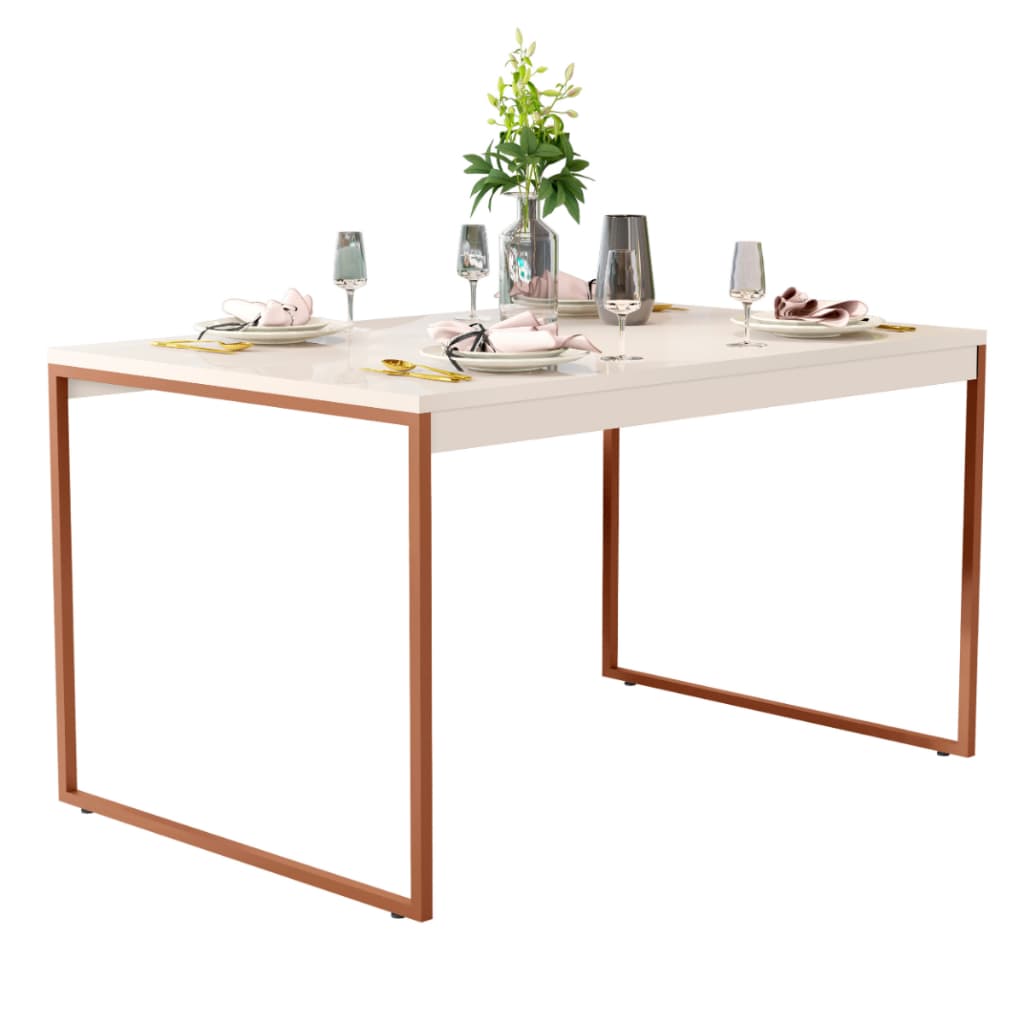 Mesa de Jantar Industrial Para 4 Cadeiras Pés em Aço 105 x 75 cm Bronze