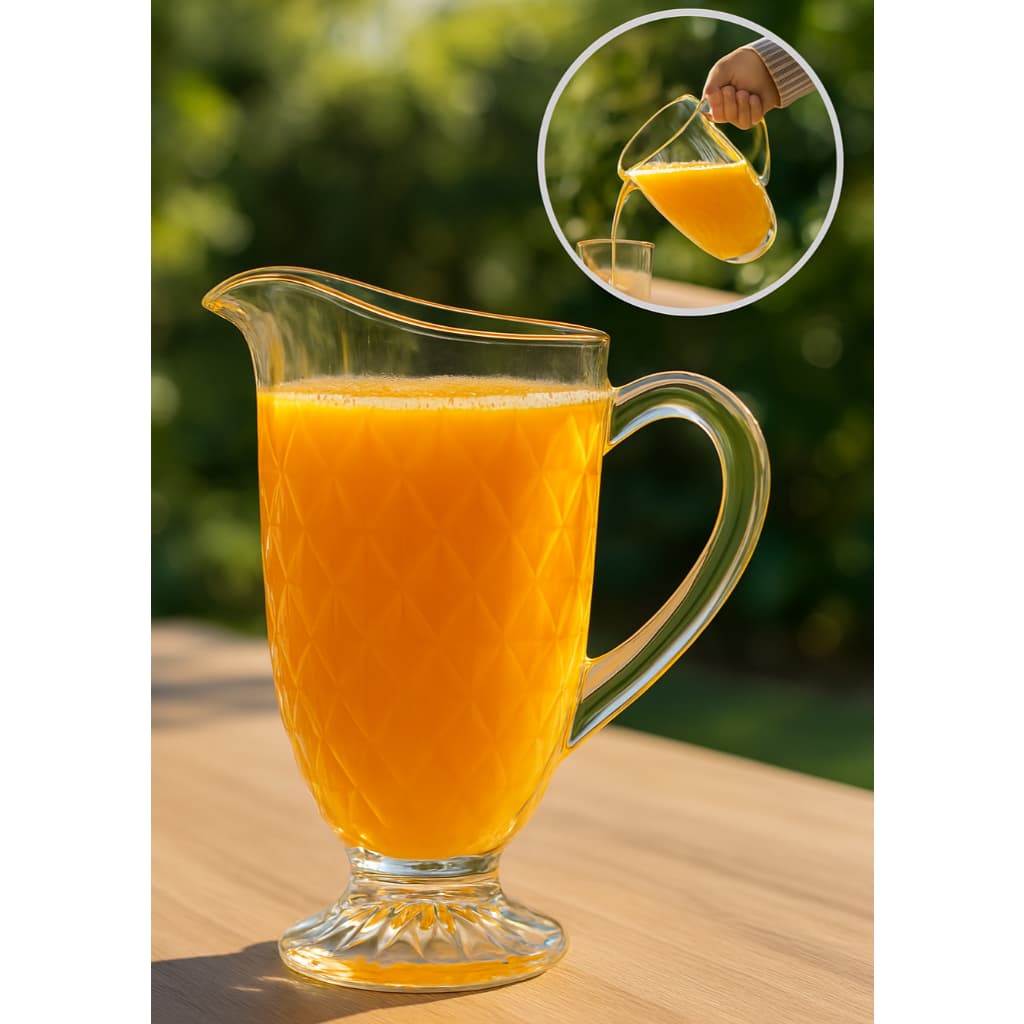Jarra De Vidro Diamond 1,2L Para Água Suco Drinks Bico Jaca DIamante Abacaxi Transparente