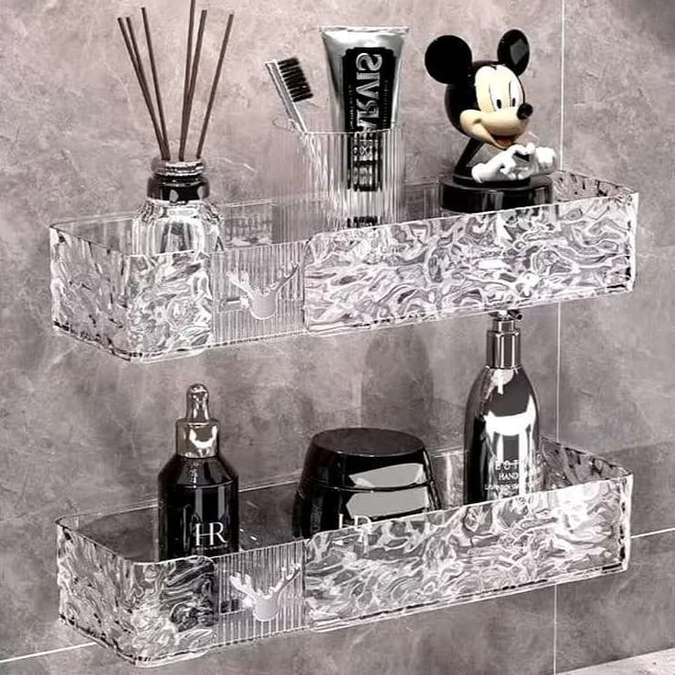 Suporte em Acrílico de Shampoo Prateleiras de Banheiro Retangular/Triangular Estilo Glaciar Sem Furo