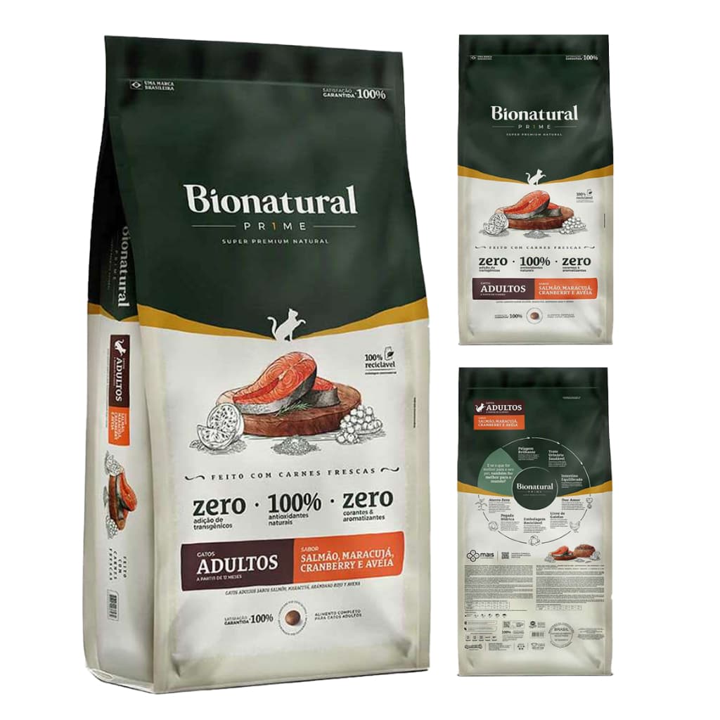 Ração Bionatural Prime para Gatos Adultos sabor Salmão 20 KG