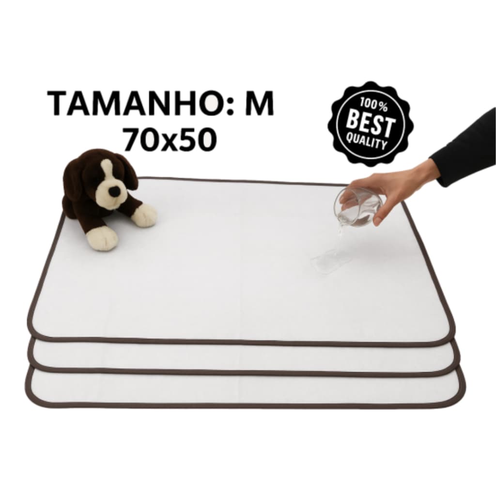 Kit 3 Tapetes Higiênico Lavável para cães e gatos Super Absorção 200 Lavagens 70x50