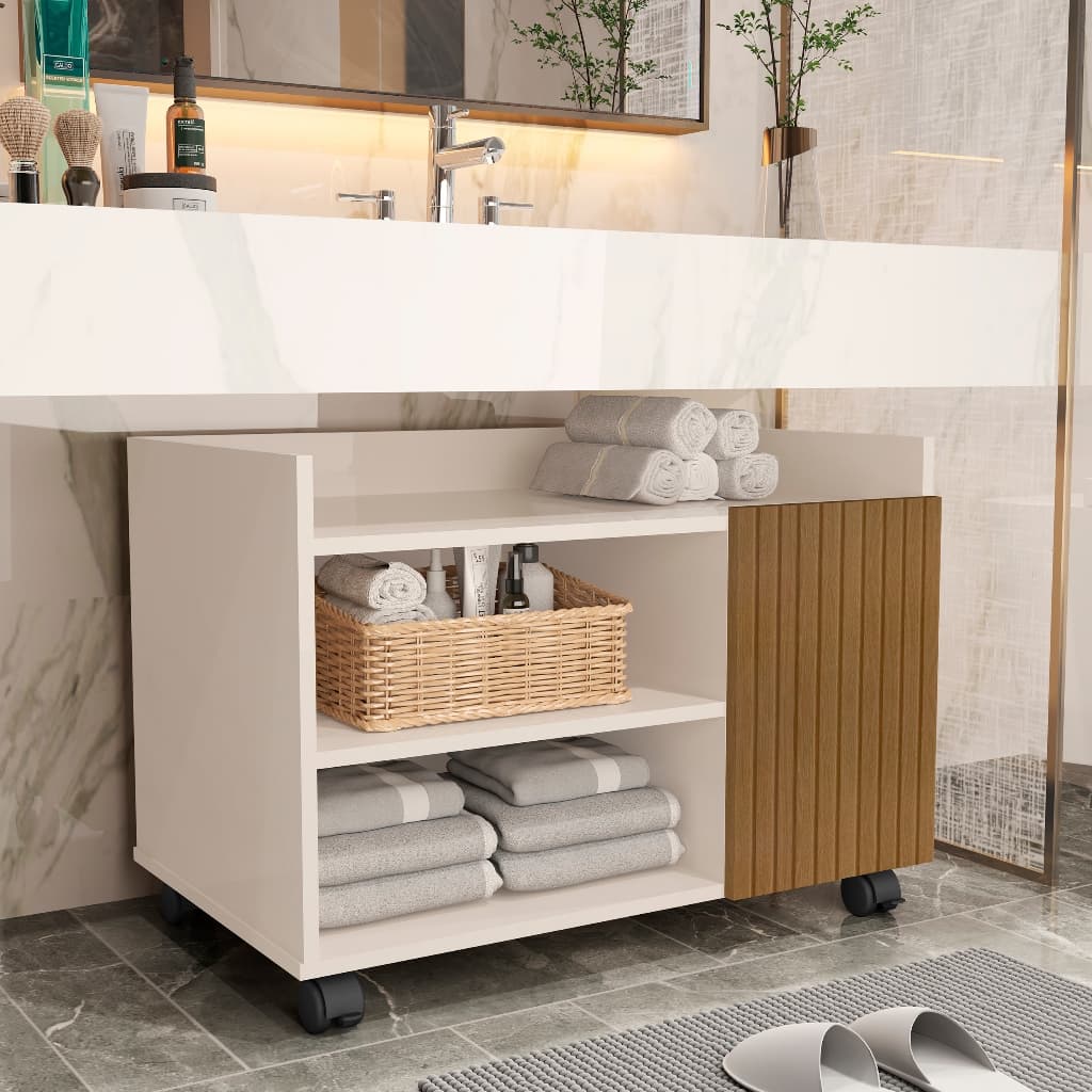 Gabinete Organizador para Banheiro ou Lavabo com Rodízio Armário Multiuso Envio Imediato
