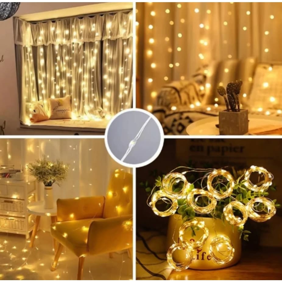 Cortina 300 Leds 3x3 Metros Amarelo Festa/Casamento Eventos/Natal CL-001