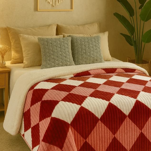 Manta Cobertor Cama Casal 2,20x1,80 Metros Aveludada Soft Canelada Com Sherpa