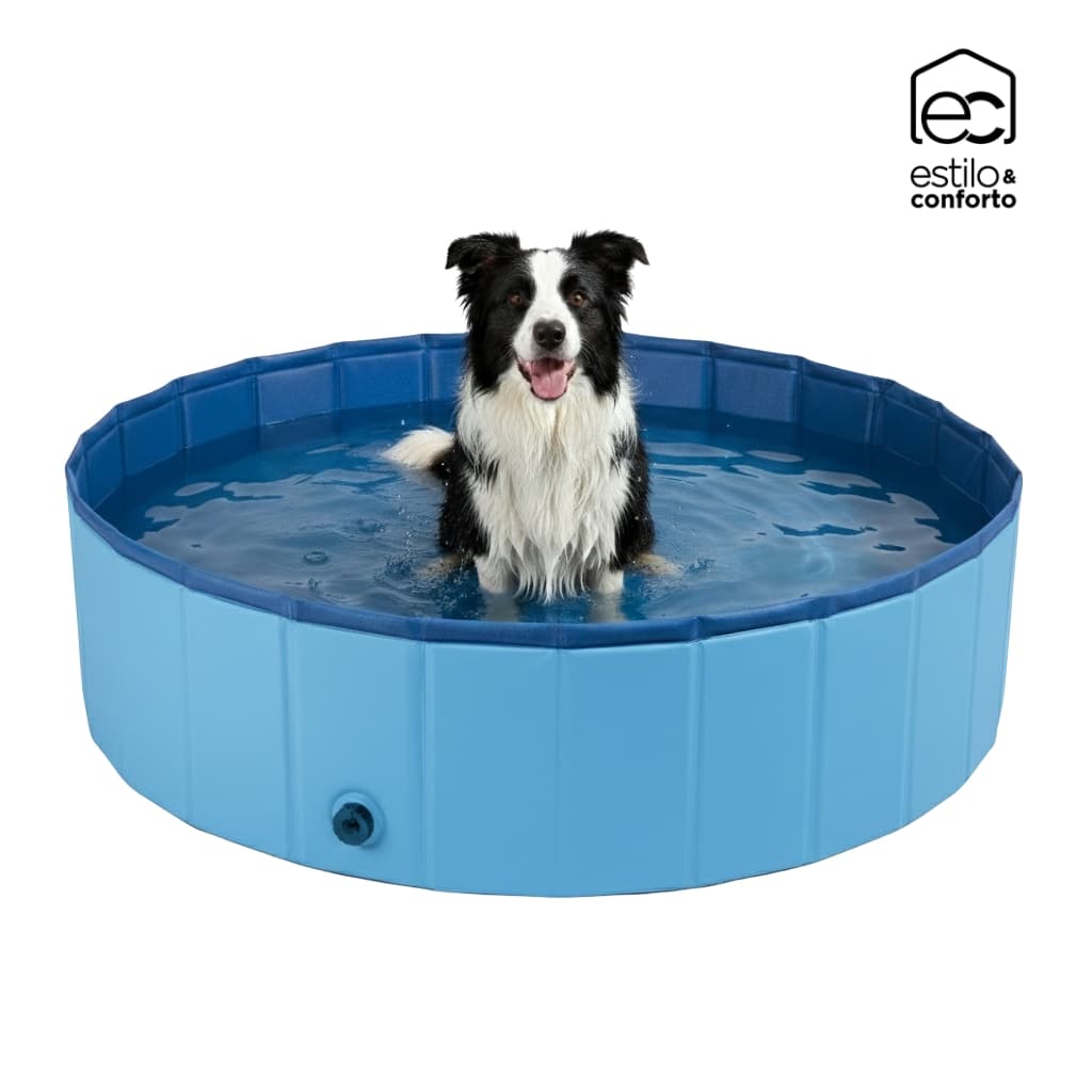 Piscina Para Cachorro, Gato, Pets - Ideal para os dias de Calor - 1,20m x 30cm  - Cor AZUL- Meu Pet