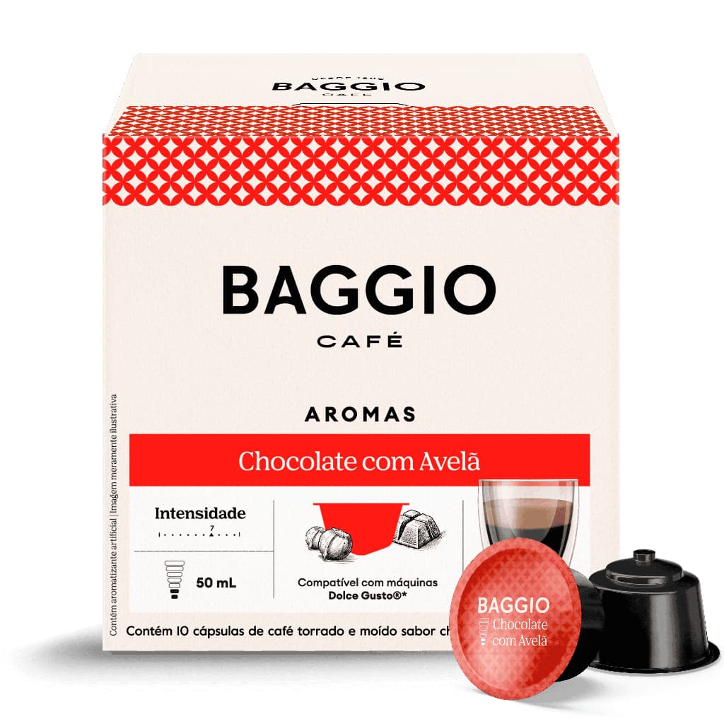 Baggio Café - Cápsulas de Café Aromas Chocolate com Avelã Compatível com Dolce Gusto® - 10 unidades.