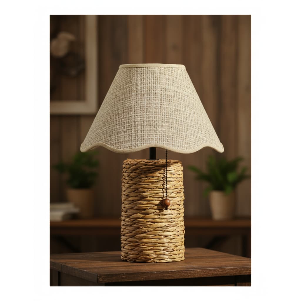 CÚPULA ARANDELA - ABAJUR FLOR ESCALOPE – PALHA – M - 22 x 14 x 9,5 cm