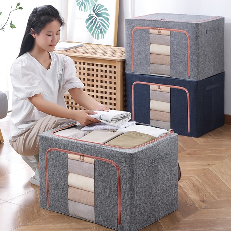 Caixa Organizadora Roupas Saco Organizador Guarda Roupa Dobrável Edredom Brinquedos Antimofo Zíper