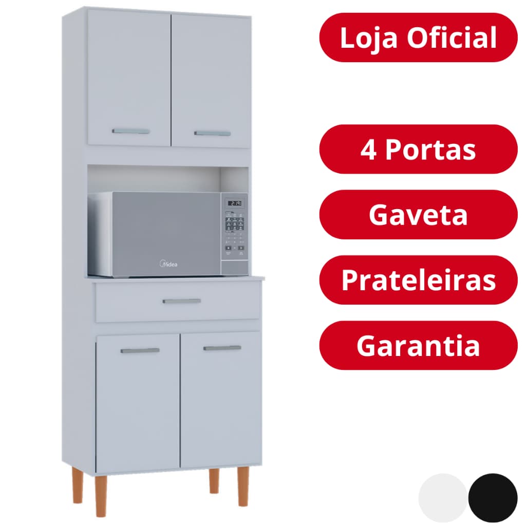 Cozinha Completa Compacta Armário Multiuso com Gaveta e Nicho para Microondas - Móveis Bonatto