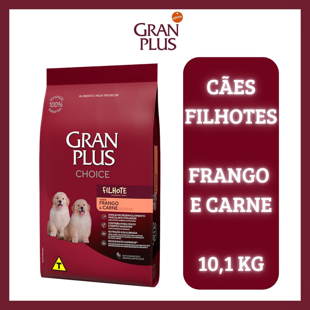 Ração GranPlus Choice para Cães Filhotes Sabor Frango e Carne 10,1kg