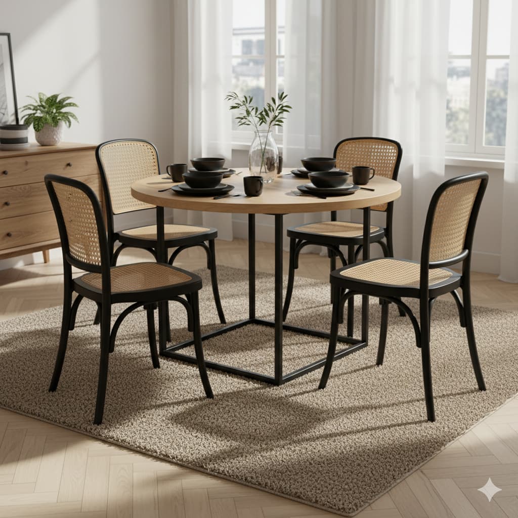 Kit 4 Cadeiras Amis Assento Rattan Polipropileno Sala de Jantar Empilhável