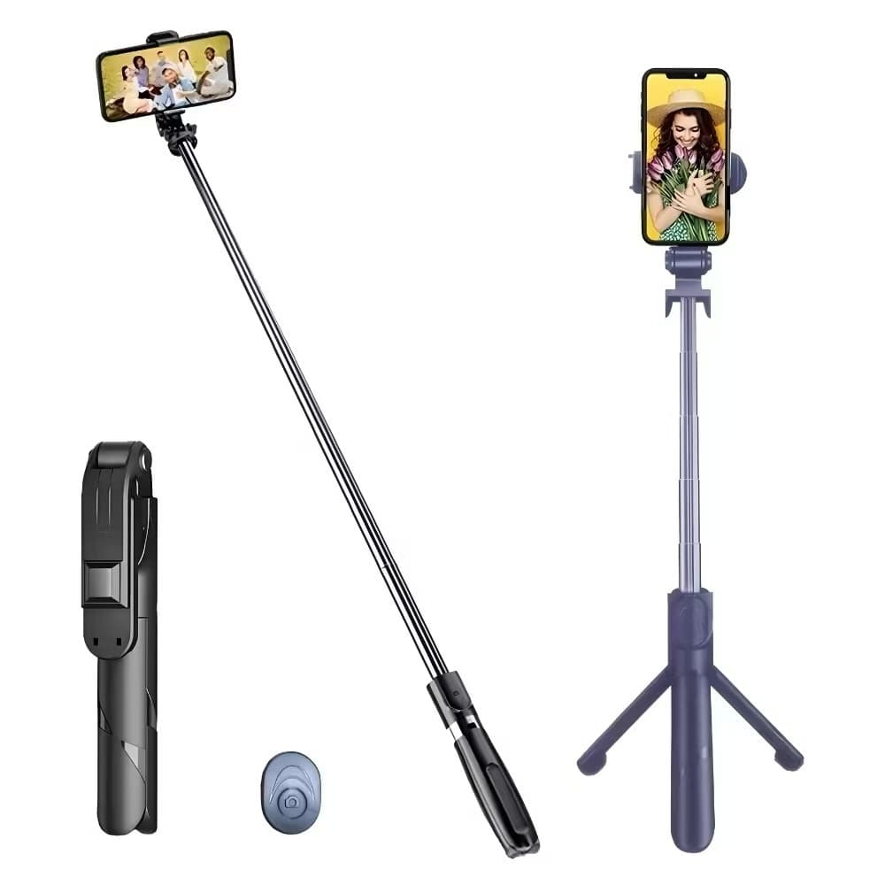 O tripé Bluetooth com bastão de selfie telescópico suporta telefones celulares, cores aleatórias