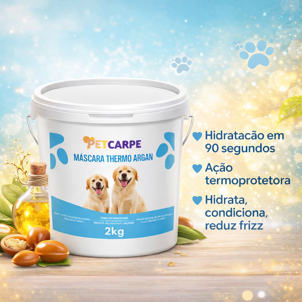 Máscara de Hidratação de pelos  Pet Carpe com Óleo de Argan para Cães e Gatos Banho e Tosa Balde 2 kilos