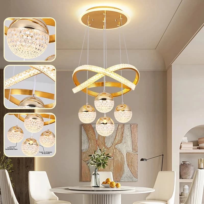3 Cores Em 1 lustre para sala Lustre Sala De Jantar Luz Novo Estilo Cozinha Simples E Moderno Quarto O16