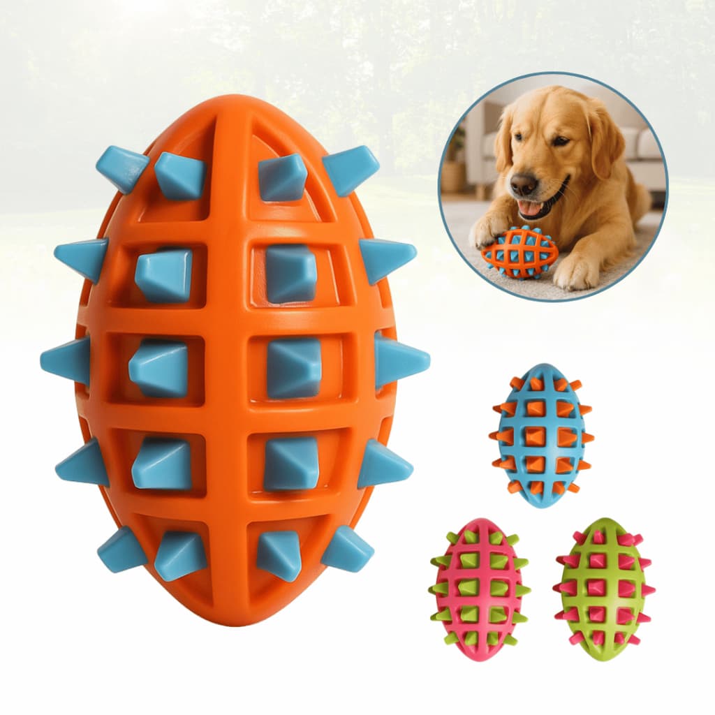 Brinquedo Mordedor para Cachorro Pet Bola Oval com Cravo Spike