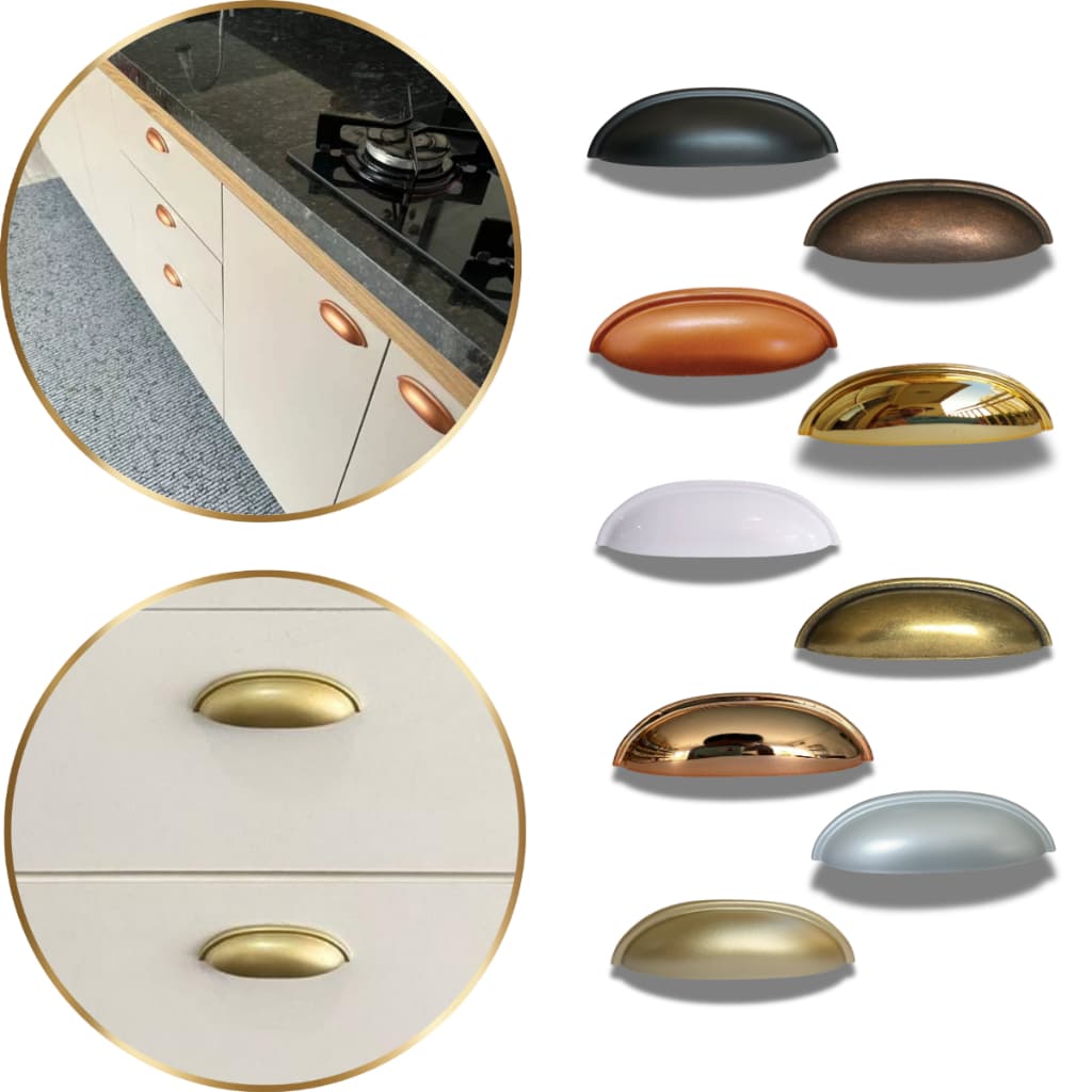 Kit 4 Puxador de Gavetas Portas de Armários Móveis Guarda Roupa Concha 6,4mm