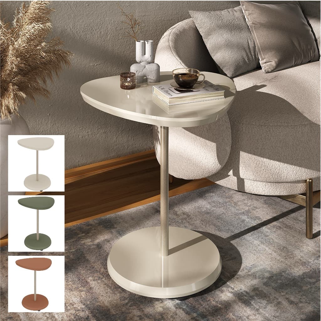 Mesa Lateral Orgânica Apoio de Canto Oval Decorativa Moderna Acabamento Perfeito Bel Artely