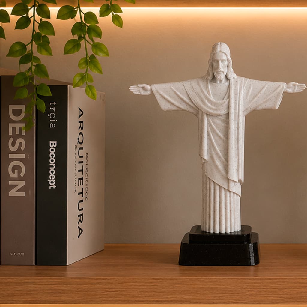 Decoração Para Sala Pequena Enfeite Decorativo Cristo Para Nicho de Parede, Estante e Rack