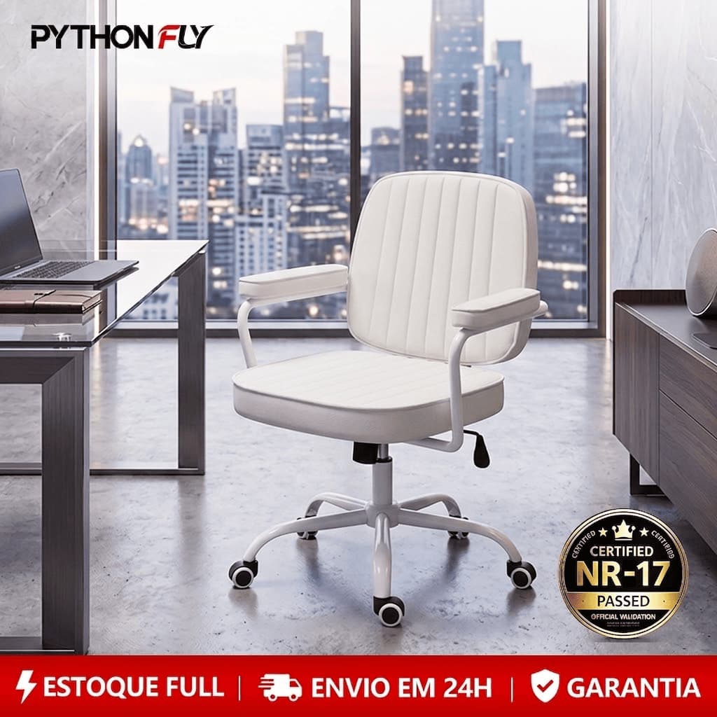 Cadeira De Escritório Giratória Cadeira de Diretor Retrô Luxuosa em Couro, Giratória e Ergonômica para Escritório