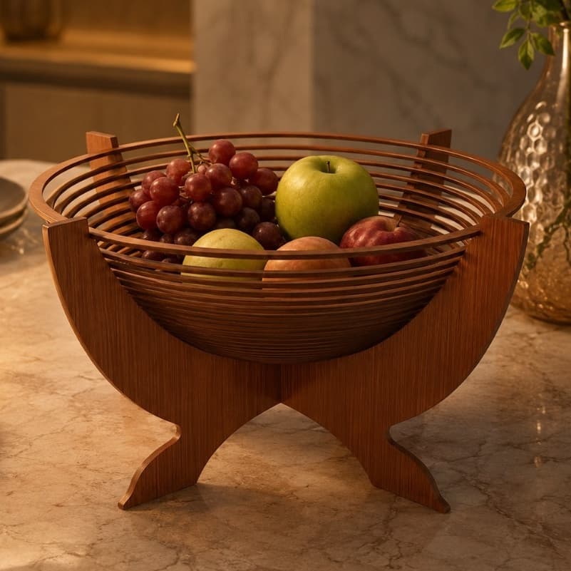 Fruteira Bowl em MDF para Mesa Decorativa Redonda multiuso para Sala Quarto Banheiro Cozinha