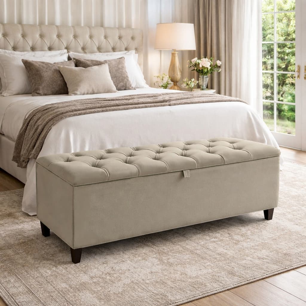 Baú Organizador Sara Para Quarto 120 cm com Estrutura Resistente em Suede Moderno Estiloso
