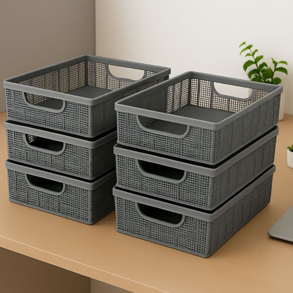 Kit Até 6 Cestos Organizadores Reforçado 5,2 Litros Organizador Multiuso Juta Lavanderia Armário Cozinha banheiro Closet