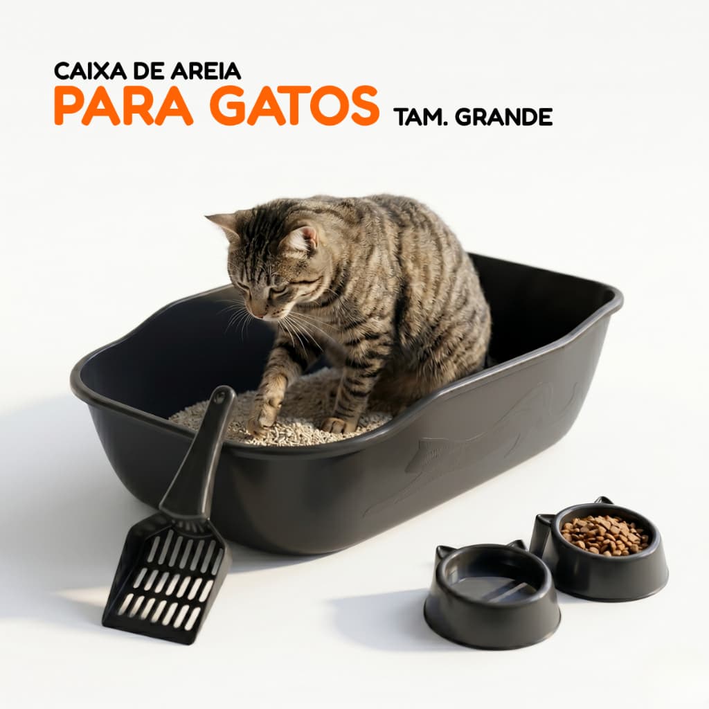 Kit Caixa de Areia para Gatos Pet Grandes Banheiro Sanitario Bandeja Furba Durapets