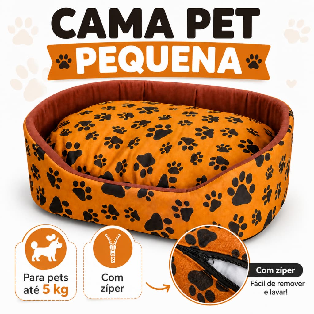 Cama para Cachorro Lavável com Zíper Removível Cão Pequeno e Gato Tamanho Pequena