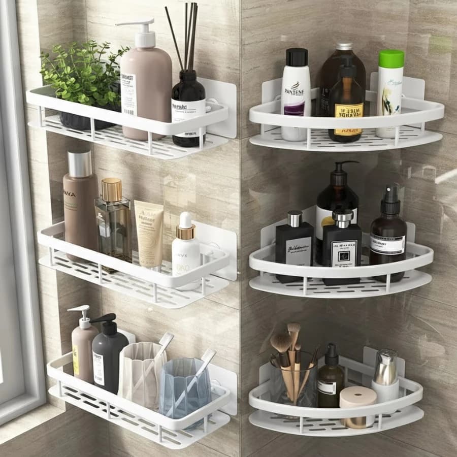 Kit com 2 Suportes para Shampoo Adesivo Para Parede Cozinha e Banheiro