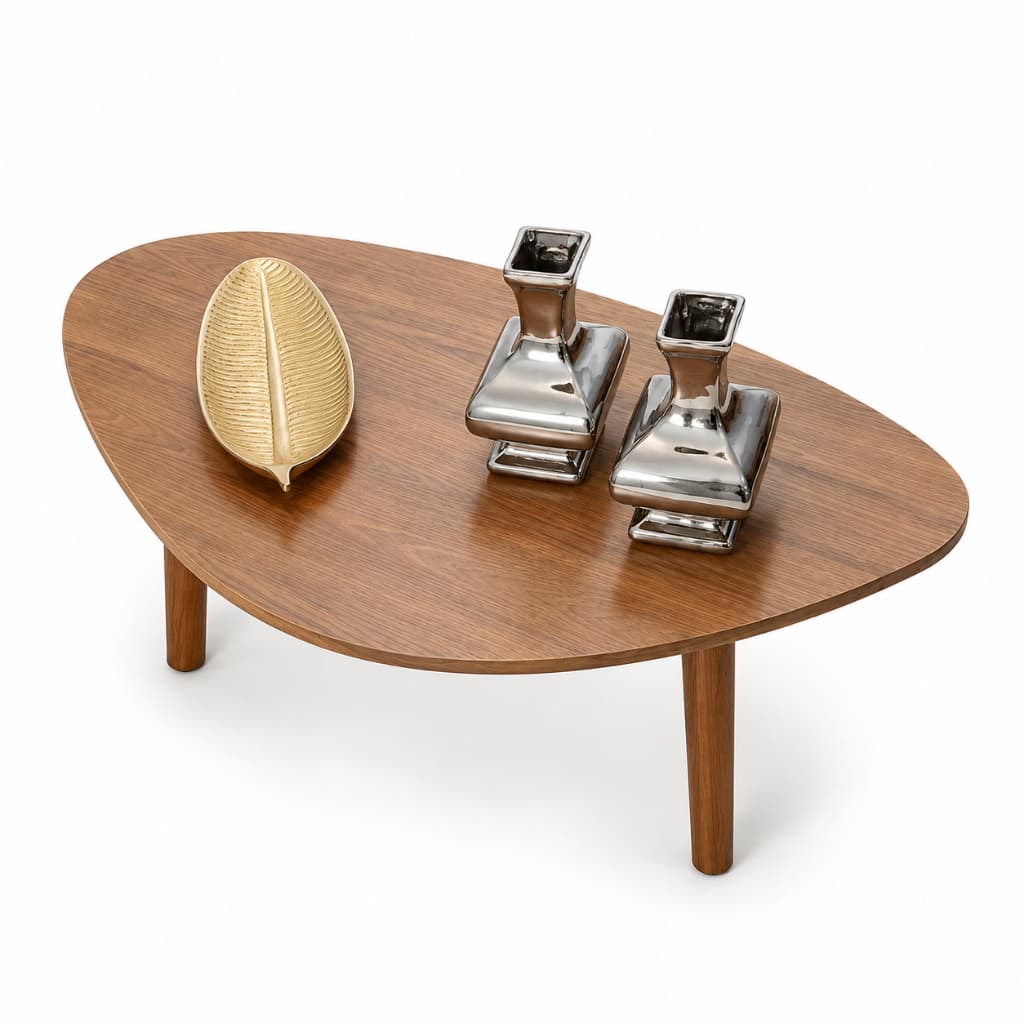 Mesa de Centro Sala Grande Orgânica Pés Palito Mesinha Retro Paris Preta e Wood - Demoglass