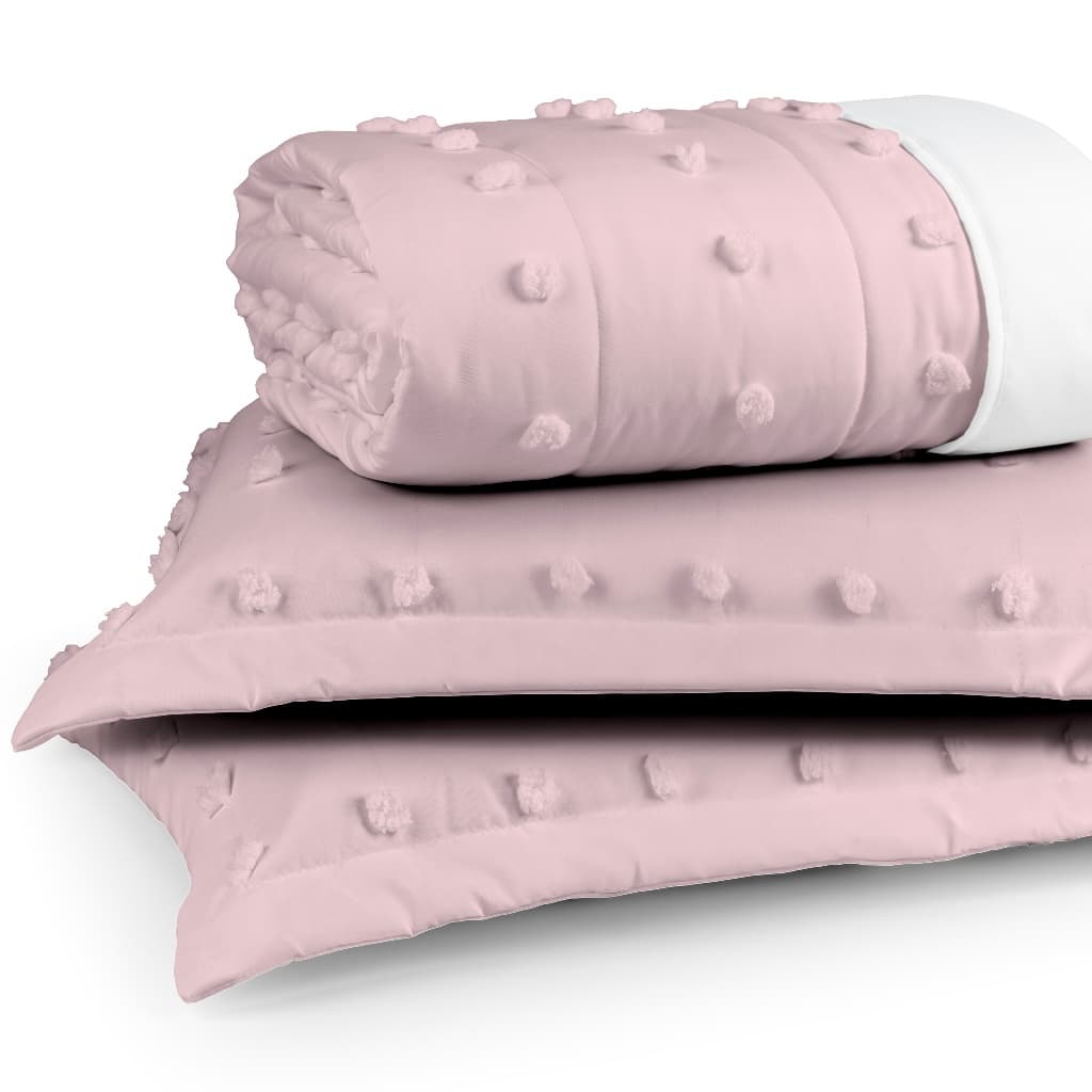 Cobre Leito Solteiro Casal Queen King Pompom 300 Fios Dupla Face 2 e 3 Peças