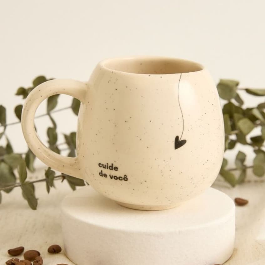 Caneca Diferenciada Oval Bojuda Artesanal MOON FRASES 300ml Cerâmica Presente Xícara Grande Moon