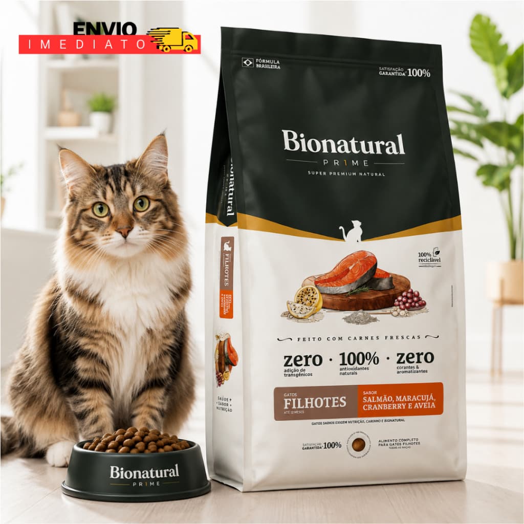Ração Gatos Filhotes com Carnes Frescas e Antioxidantes Naturais Salmão 7,5kg - Envio Imediato