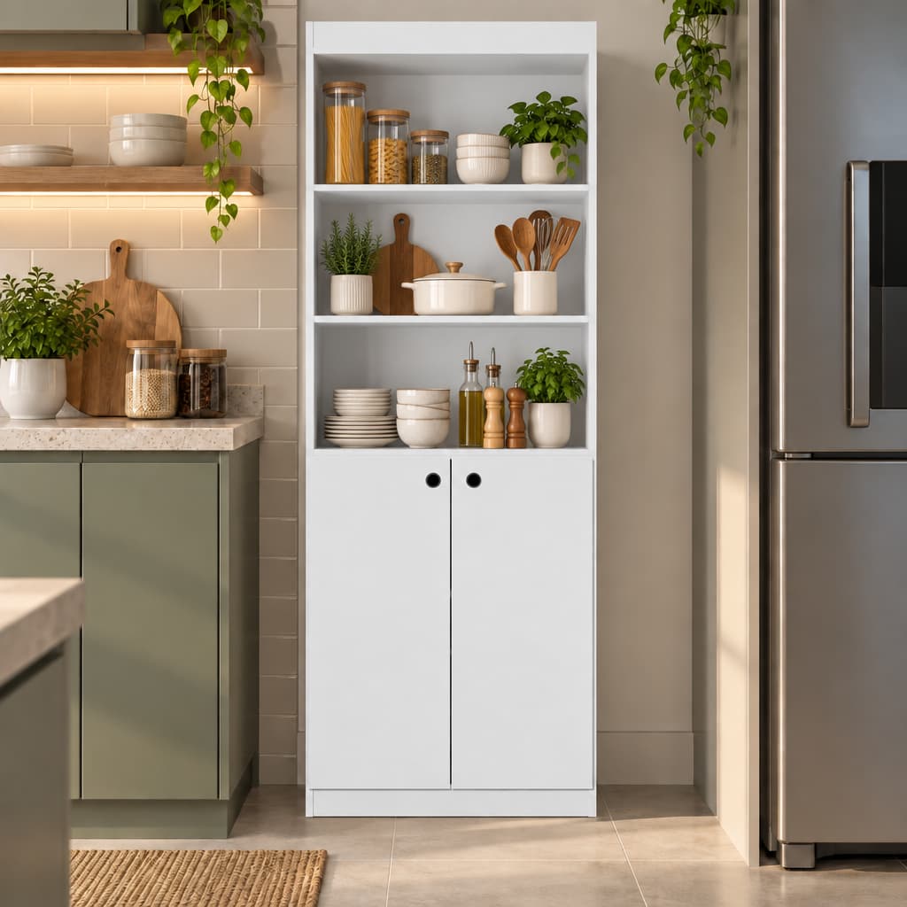 ENVIO FULL Armário Multiuso para Cozinha 2 Portas 5 Prateleiras Organizador de Mantimentos e Utensílios