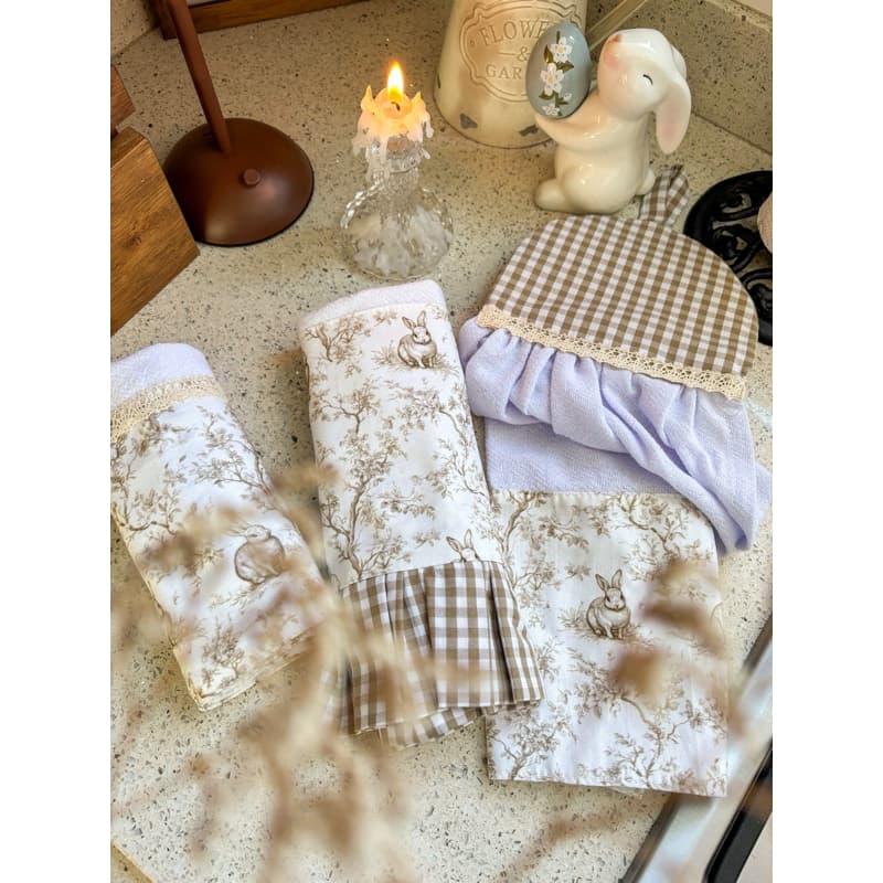Kit Toile campestre. Pano de prato + pano de copa + bate mão 100% algodão