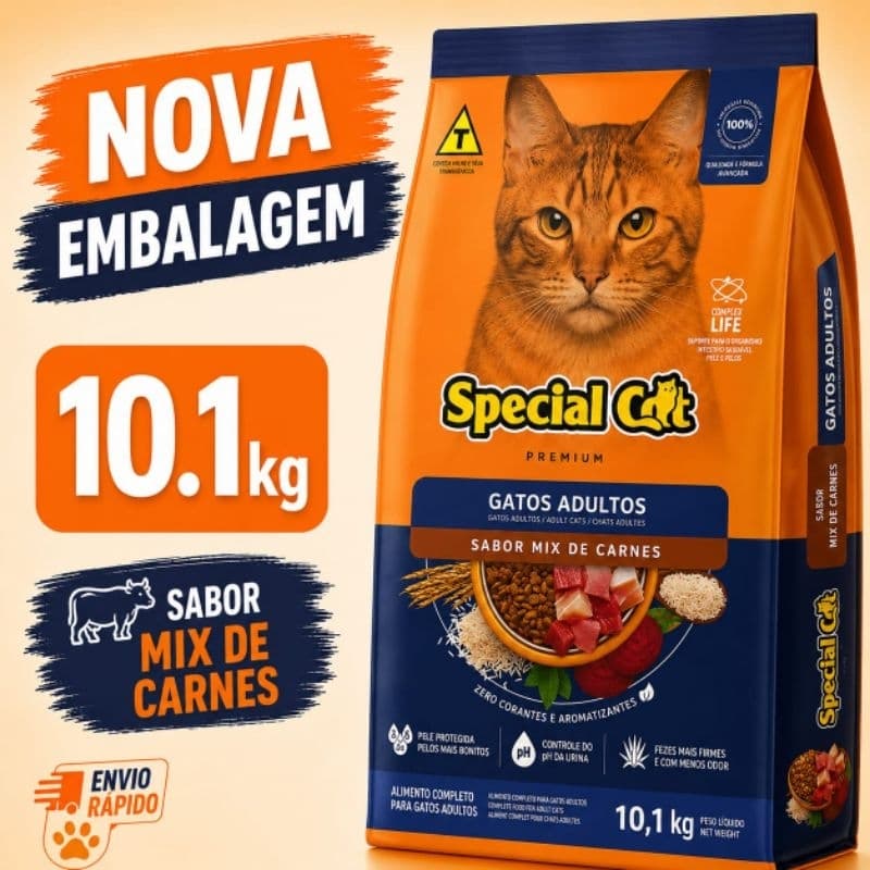 Ração Special Cat Mix Para Gatos Adultos 10,1kg Envio Rápido