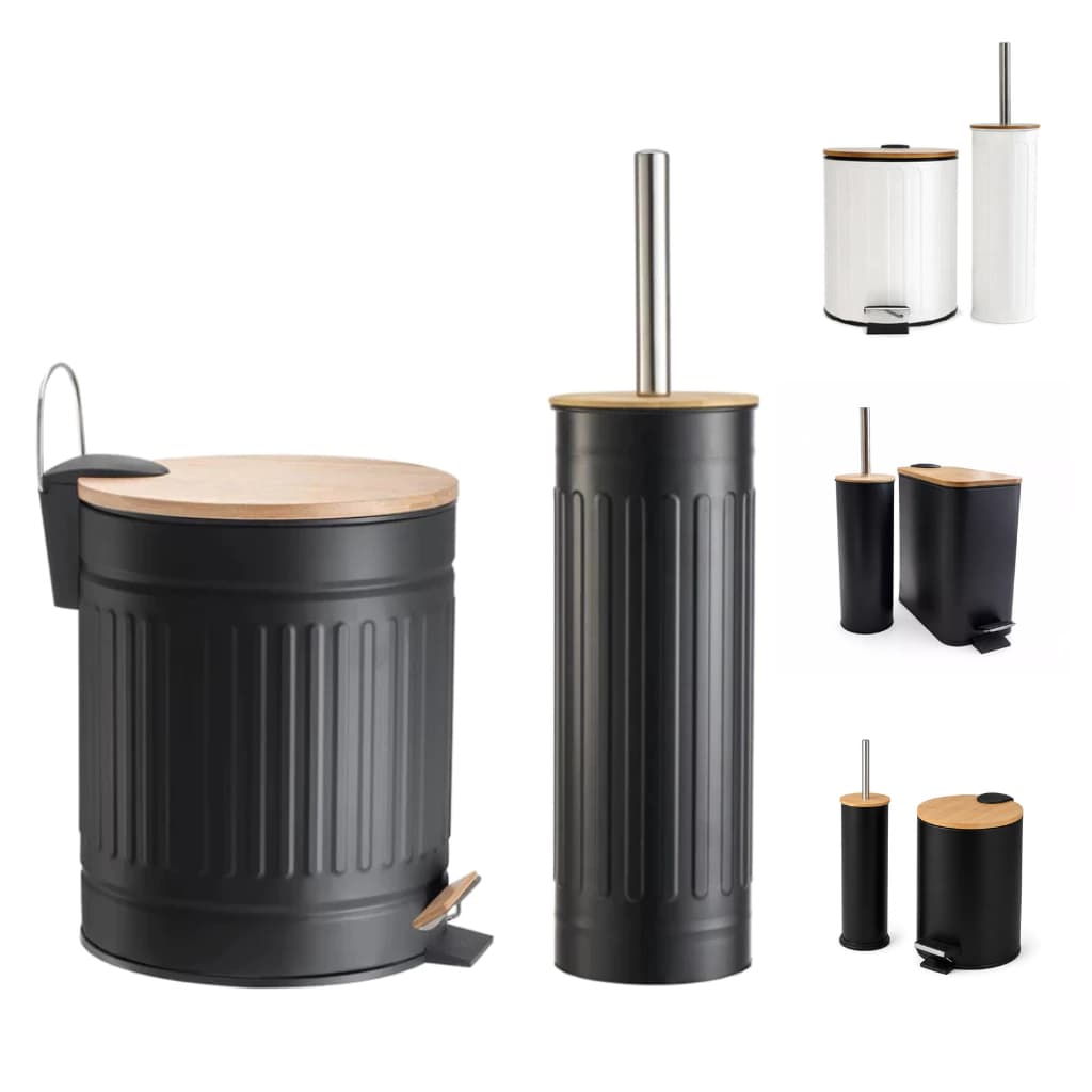 Kit Banheiro Lixeira 3L ou 5L Com Pedal Com Cesto Escova Sanitária Lavabo Vintage