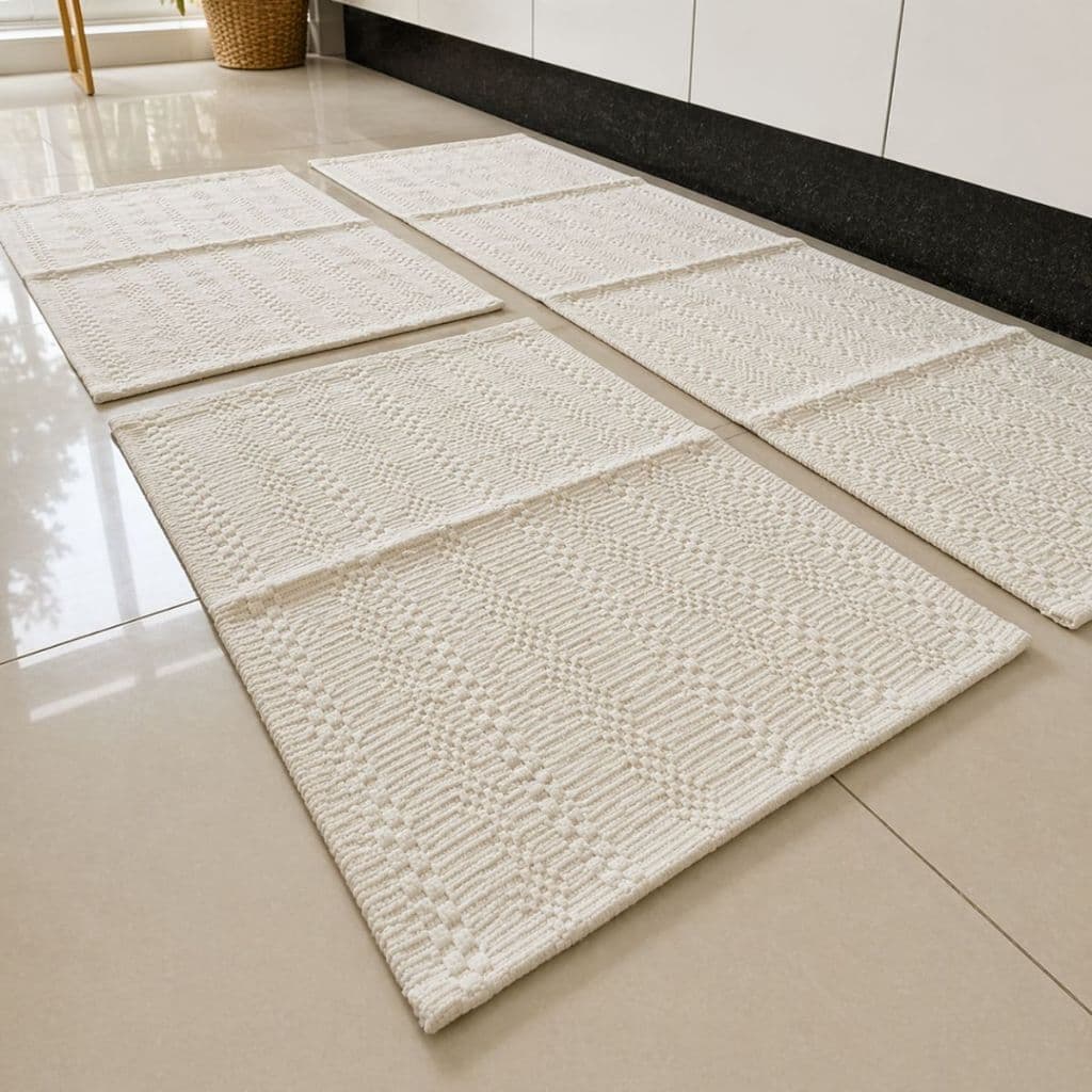 Kit Tapete Passadeira Paris 3 Peças Cozinha Quarto Corredor Algodão Lavável