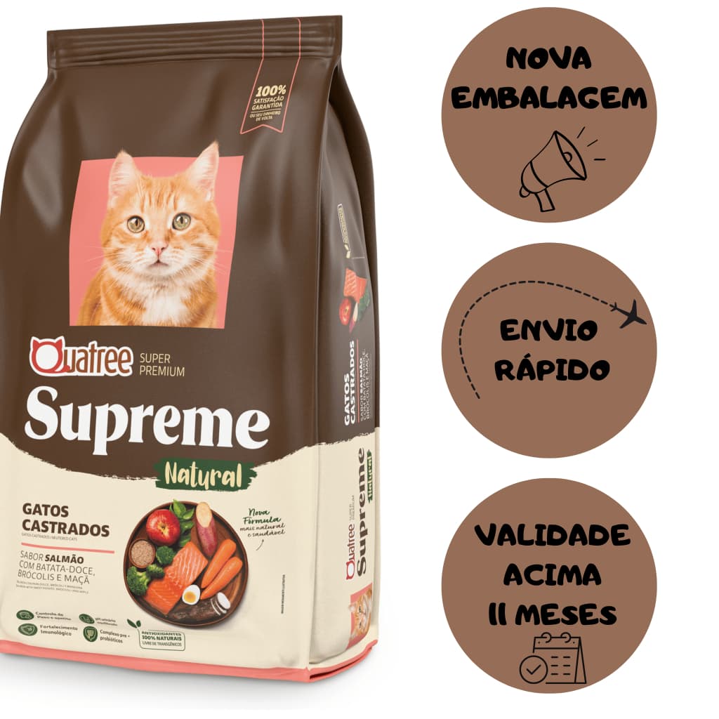 Ração Quatree Supreme Natural Castrado Salmão 10,1 kg