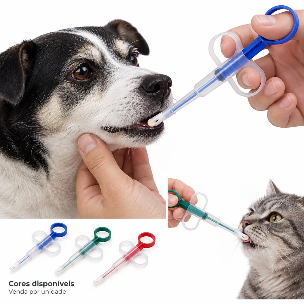 Aplicador de Comprimidos para Cães e Gatos Seringa Pet